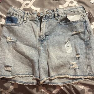 Light Blue Distressed Denim Shorts